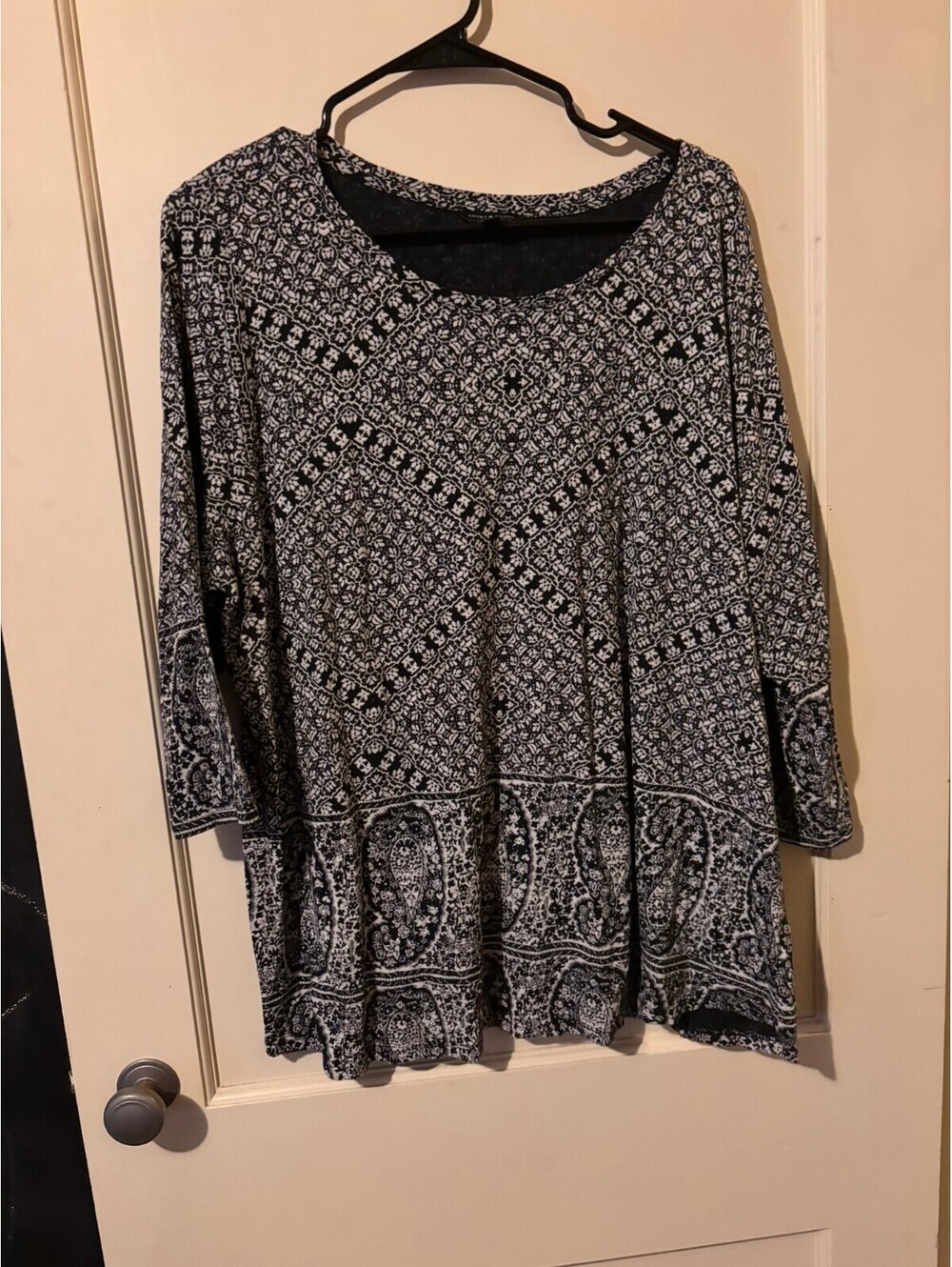 Lucky Brand black and white patterned tunic top 2X
